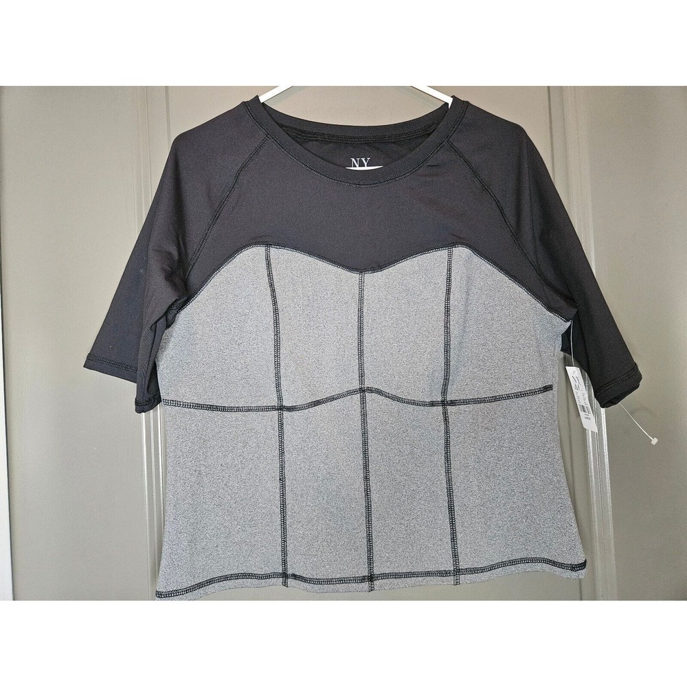 NY Collection Active Top Athletic‎ T-Shirt Colorblock Short Sleeve Size Large